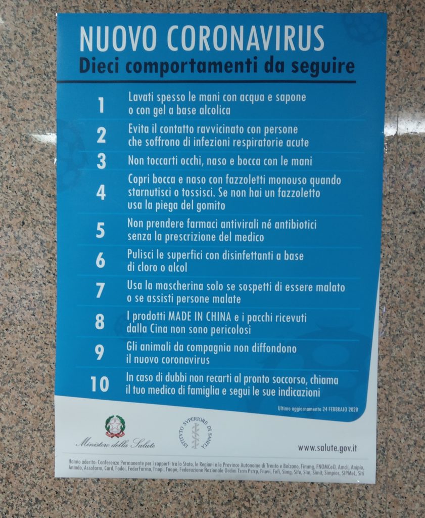 Coronavirus, le 10 regole da seguire - Degenza ai tempi del Coronavirus